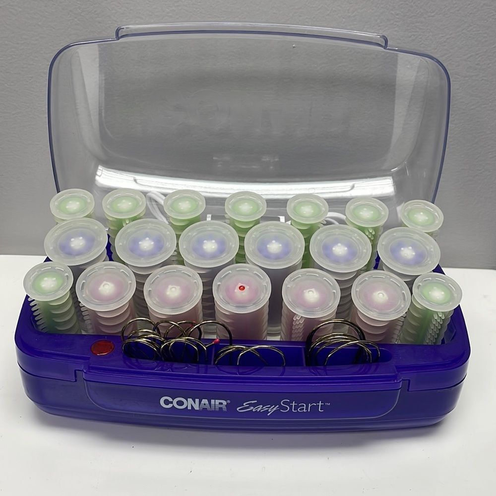 Conair Easy Start Hot Rollers 20 Hair Curlers HS15 3 Sizes with 20 Clips